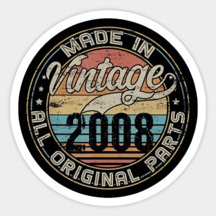 Classic 12th Birthday Gift For Men Women Vintage 2008 Sticker